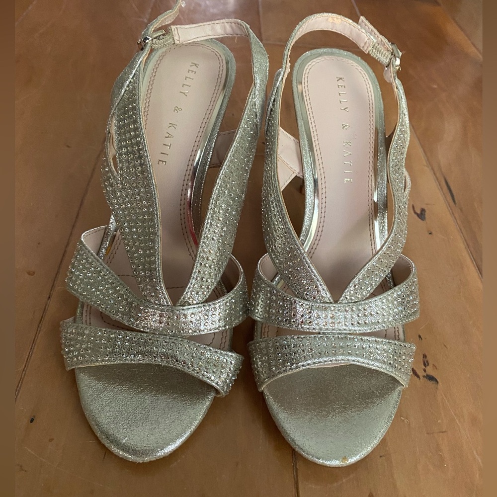 Kelly & Katie Champagne Heels with Elegant Straps